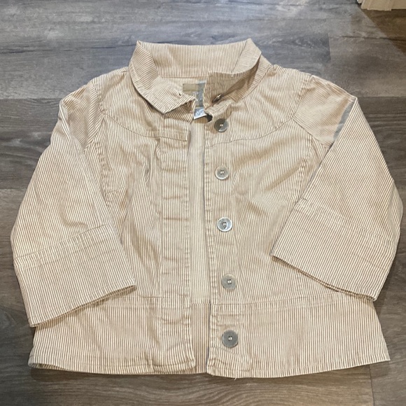 Live a Little Jackets & Blazers - Tan and Cream Striped Jacket in Size Large